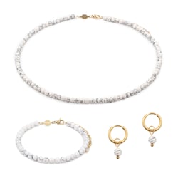 Collier, bracelet et boucles d'oreilles Serena en pierres Howlite - Sloya
