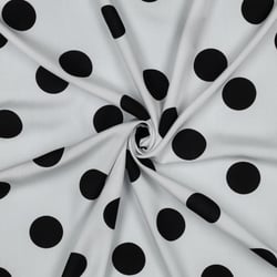 Tissu Viscose imprimé Inès grands pois Noir sur fond Blanc