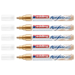 Lot de 5 marqueurs peinture acrylique - EDDING - Or - Pointe moyenne 2-3 mm
