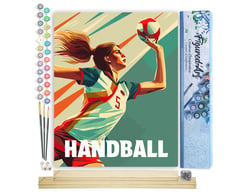 Peinture par Numéro Figured'Art - Affiche sportive Handball - Kit de Loisir Créatif DIY Numéro d'Art Complet - 40x50cm toile roulée + châssis en bois à monter
