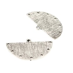 2 Connecteurs demi-lune style ethnique 39*23mm - 7 trous - argent vieilli