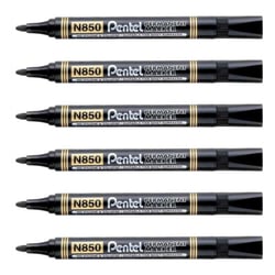 Lot de 6 marqueurs permanents PENTEL N850 pointe ogive 1,5 mm - Noir