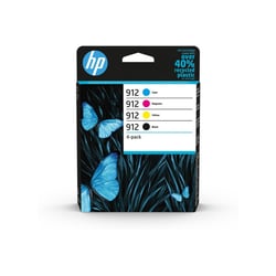 Cartouche d'encre Hp HP 912 Pack de 4 Cartouches d'Encre Noire, Cyan, Magenta, Jaune Authentiques (6ZC74AE) pour HP OfficeJet Pr