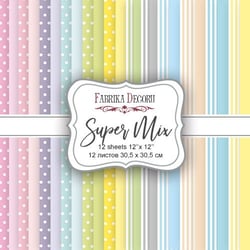 12 papiers scrapbooking 30,5 x 30,5 cm FABRIKA DECORU SUPER MIX