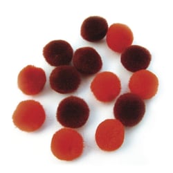 Pompons 15mm 60 pces, rouge assorti