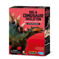 4M Kidzlabs: DETERRE-TON-DINOSAURE (Stegosaurus), squelette dans un bloc de plâtre, boîte 17x22x6cm, 8+ - Version Anglaise