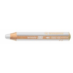 Lot de 5 crayons de couleur STABILO Woody 3 en 1 - Blanc titane - Extra large