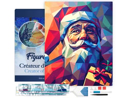 Diamond Painting Broderie Diamant Figured’Art 40x50cm toile tendue sur châssis en bois - diamants carrés - Père Noël en Polygones