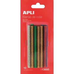 Bâtons de colle couleurs assorties pailletées Ø 7,5 mm x 10 cm 12 bâtons