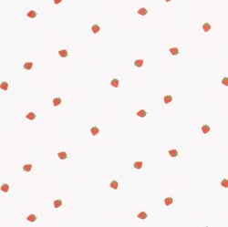 Tissu Coton imprimé Fraises Stra sur fond Blanc