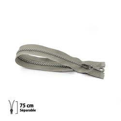 Fermeture éclair Z54 - moulée 6mm Séparable - 75 cm
