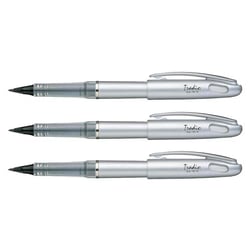 Lot de 3 stylos feutres - PENTEL - Tradio TRJ74 - Pointe plastique - Encre noire - Corps gris alu