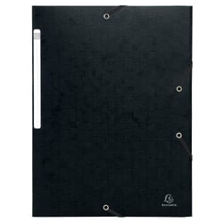 Chemises à élastiques carte lustrée 3 rabats monobloc - Noir - x 50 - Exacompta