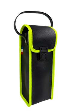 Sacoche souple pvc Noire-Jaune pour 3 boules de pétanque et cochonnet avec poignée en Jaftex - Maroquinor