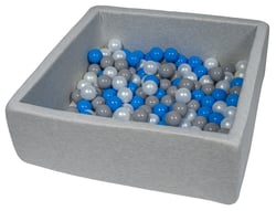 Piscine à balles pour enfant, dimensions: 90x90 cm + 150 balles perle, bleu, gris - Velinda