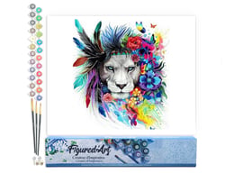 Peinture par Numéro Figured'Art - Lion Prêt pour la Parade - Kit de Loisir Créatif DIY Numéro d'Art Complet - 40x50cm sans châssis en bois