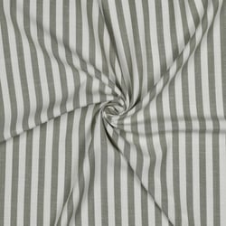 Tissu Viscose fil teint Suzanne petites rayures Vert sur fond Blanc cassé