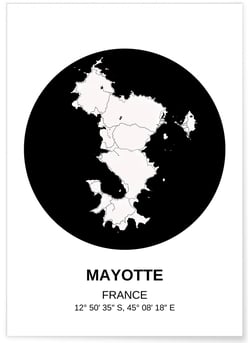 Affiche Carte Mayotte | A3 : 29,7x42cm