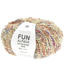 Pelote d'Alpage et de Coton à tricoter Fashion Fun Alpaca Cotton Blend aran - Rico Design 001 Multicolor Blanc