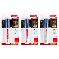 Lot de 3 marqueurs craie liquide - EDDING - Pointe biseautée 4-15 mm - Bleu