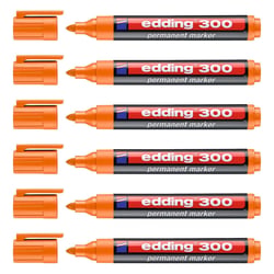 Lot de 6 marqueurs permanents - EDDING - 300 - Orange - Pointe ronde 1,5-3 mm