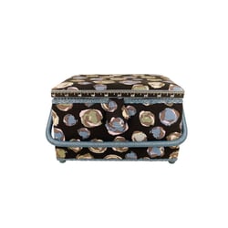 Boîte à couture 18,5x26x16cm bulles bleues vertes fonds noir