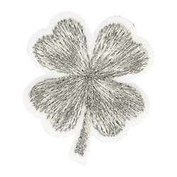 Ecusson thermocollant trèfle lurex argent 3cm x 2,5cm