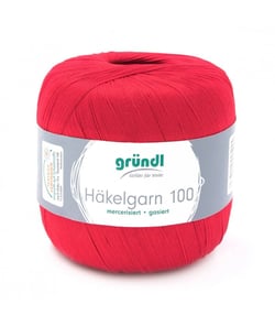 HAKELGARN 100 fil coton à crocheter - Grundl - certifié Oeko-Tex 127 Rouge