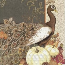 Lot de 4 serviettes en papier découpage collage 33 cm PAON MARRON O 609