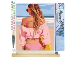 Peinture par Numéro Figured'Art - Journée de plage avec style - Kit de Loisir Créatif DIY Numéro d'Art Complet - 40x50cm toile roulée + châssis en bois à monter