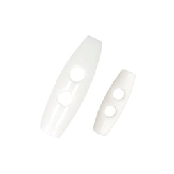 Lot de 6 buchettes polyester 2 trous 40mm Blanc