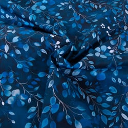 Tissu Popeline de Coton imprimé fleuris Digital Poppy Bleu