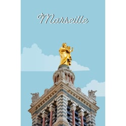 Tableau sur toile illustration Notre Dame de la Garde 30x45 cm