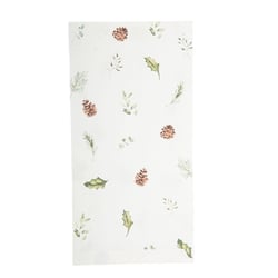 8 Porte-Couverts Joyeux Noël Forêt Blancs/Paillettes Vert Givré et Or - 20 cm