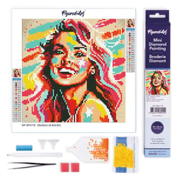 Mini Diamond Painting Broderie Diamant Figured’Art 25x25cm toile entière roulée avec diamants ronds - Blonde Pop Art