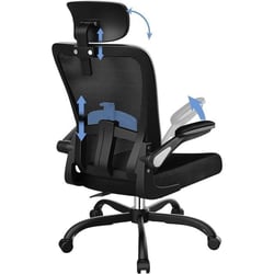 Chaise de bureau - COMHOMA - Ergonomique noir avec têtière et roulettes