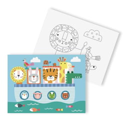 MégaCréa DIY - Peinture au numéro enfant Animaux en bateau 18 x 24 cm 2 pièces