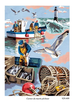 Canevas antique Carnet du marin pêcheur 45x60cm