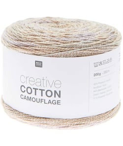 Pelote de coton Creative Cotton Camouflage - 200GR - Rico Design 004 Ecru - Sandy Beach