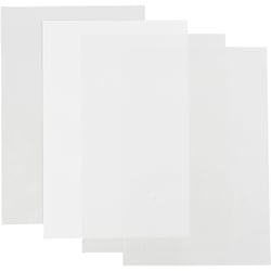 Feuilles de plastique thermorétractable, 20x30 cm, ép. 0,3 mm, brillant transparent, transparent mat, blanc mat, 4flles/ 1 Pq.