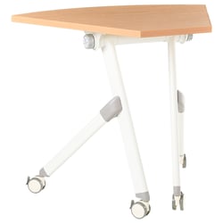 Bureau d'Angle Pliant Marron en MFC et Structure en Métal avec Roulettes 90 x 64 cm Style Moderne