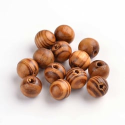 100 PERLES en BOIS MARRON Naturel Strié 8 mm - creation bijoux