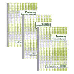3 facturiers - Micro-entrepreneur - A5 - 50 feuilles - Sans TVA - Exacompta - 13293E