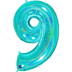 Ballon Géant Chiffre 9 Holographique Tiffany (102 cm)