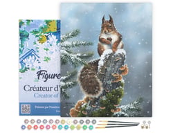 Peinture par Numéro Figured'Art avec Cadre - Ecureuil perché - Kit de Loisir Créatif DIY Numéro d'Art Complet - 40x50cm toile tendue sur châssis