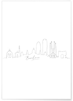 Affiche Line Art Barcelone | A3 : 29,7x42cm
