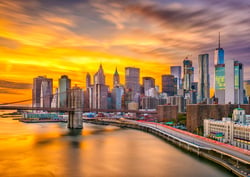 L'horizon de la Ville de New York au Crépuscule