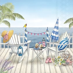 Lot de 4 serviettes en papier découpage collage 33 cm VUE SUR MER
