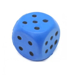 Grand de en mousse 7,5 cm bleu - accessoire jeux de societe - jeu geant, xl