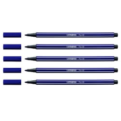 Lot de 5 feutres de dessin - Pointe ogive moyenne 1 mm - STABILO - Bleu de Paris - PEN 68